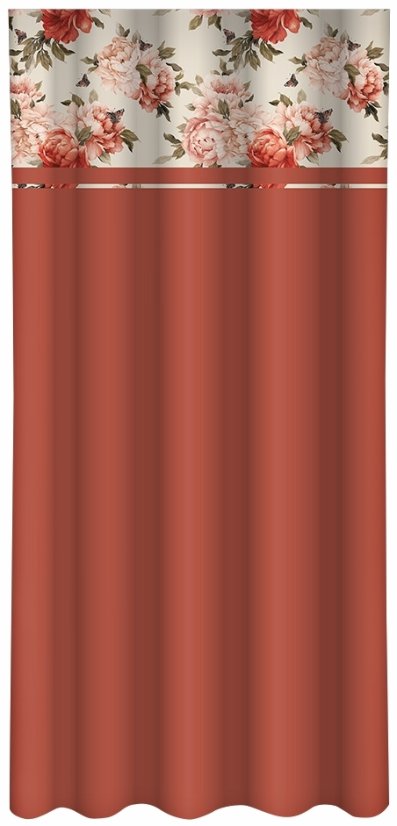  Elegantný oranžový záves s potlačou farebných kvetov