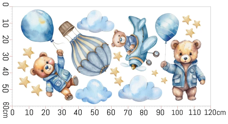 Fali matrica fiú gyerekszobába - mackó