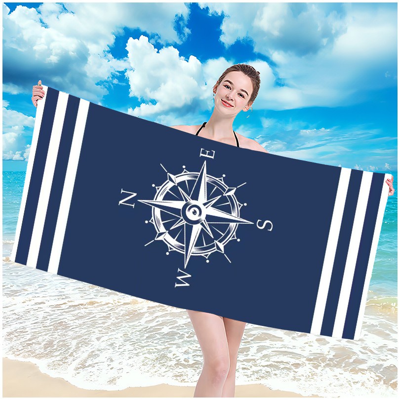 Strandhandtuch mit Himmelsrichtungen-Motiv, 100x180cm