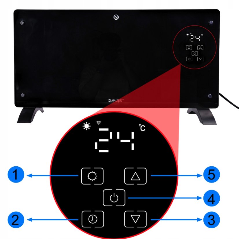 Încălzitor electric cu convector din sticlă MALTEC CH7000DWB