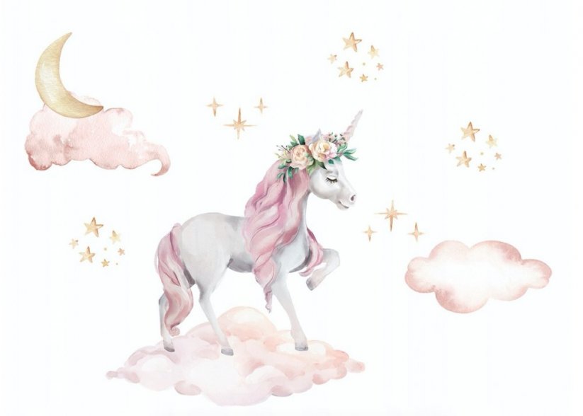 Autocolant de perete de basm XXL cu unicorn pentru fetiță