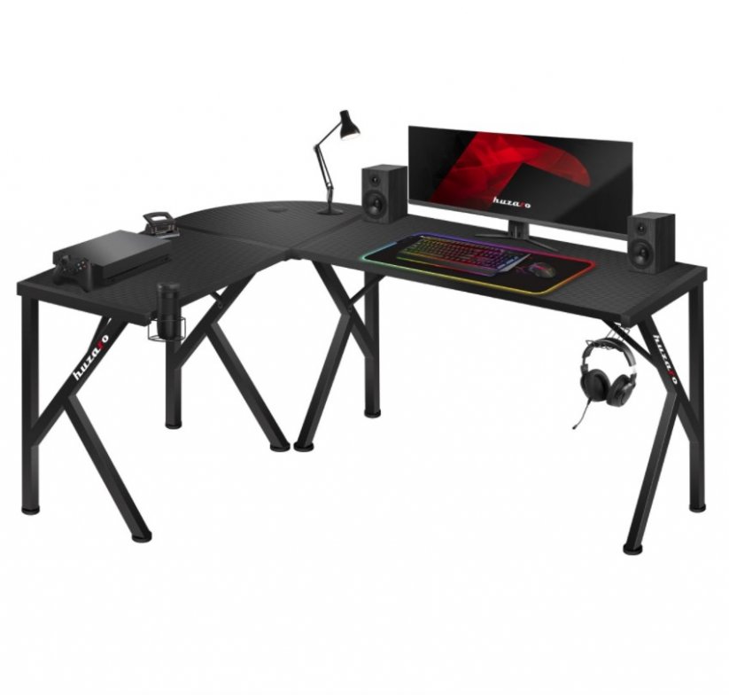 Prostorna kotna miza HERO 6.3 v črni barvi