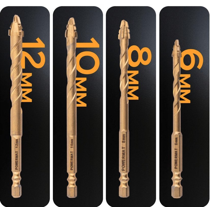 Fúrószerszámkészlet üveghez, kerámiához és csempéhez - 7 db (3-12 mm)