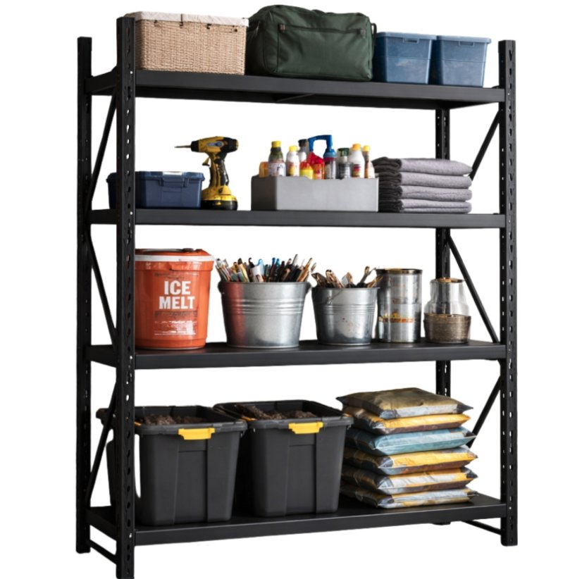 Kovový regál do skladu, garáže a dílny - 800 kg, 4 police