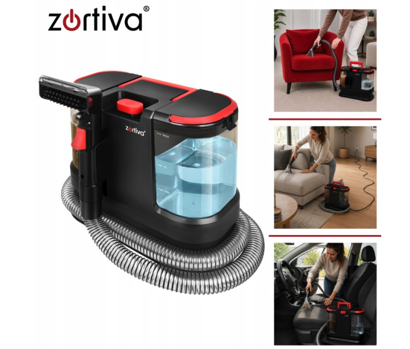 Extrakciós kárpittisztító – kárpittisztító gép kanapékhoz, szőnyegekhez és autóülésekhez VacTrim Zortiva 800 W, 17 000 Pa