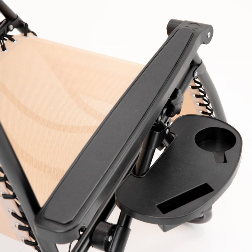 Záhradné ležadlo s držiakom na nápoje, béžové