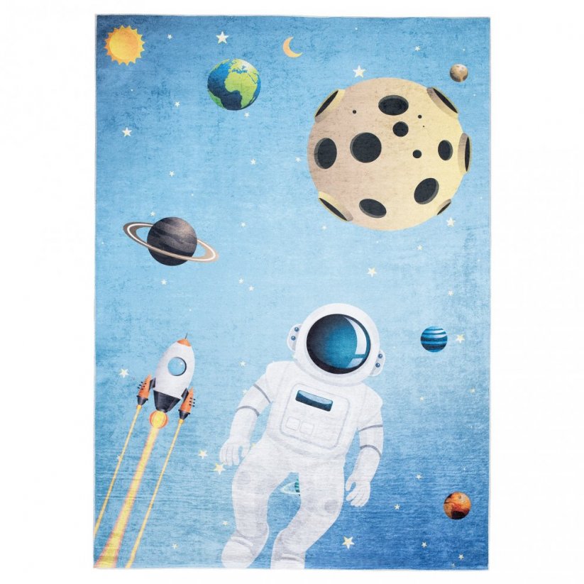 Covor pentru copii cu motiv de astronauți și planete - Dimensiunea covorului: Lăţime: 80 cm | Lungime: 150 cm