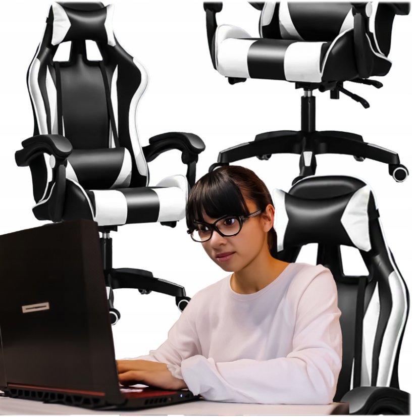 Bequemer Gaming-Stuhl in Schwarz und Weiß