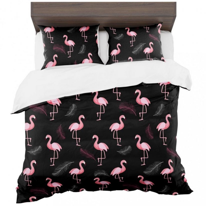 Lenjerie de pat cu model flamingo