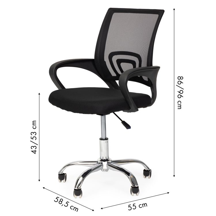 Ergonomická kancelářská židle v černé barvě s kovovou základnou