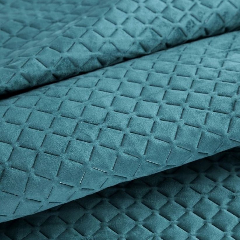 Vzorovaný jednofarebný prehoz na posteľ tyrkysovej farby