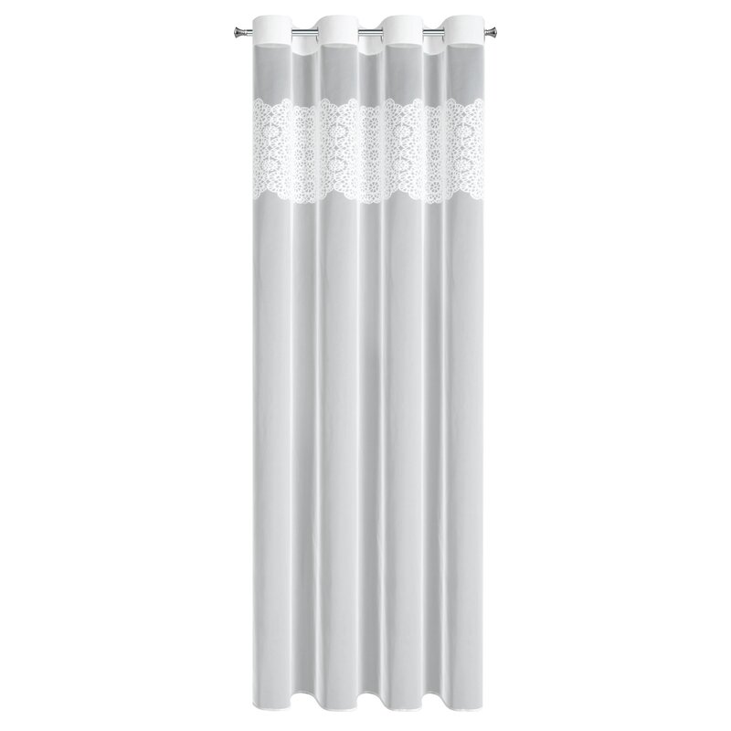 Bílá záclona s vyšívanými květy – jemná záclona na kroužky