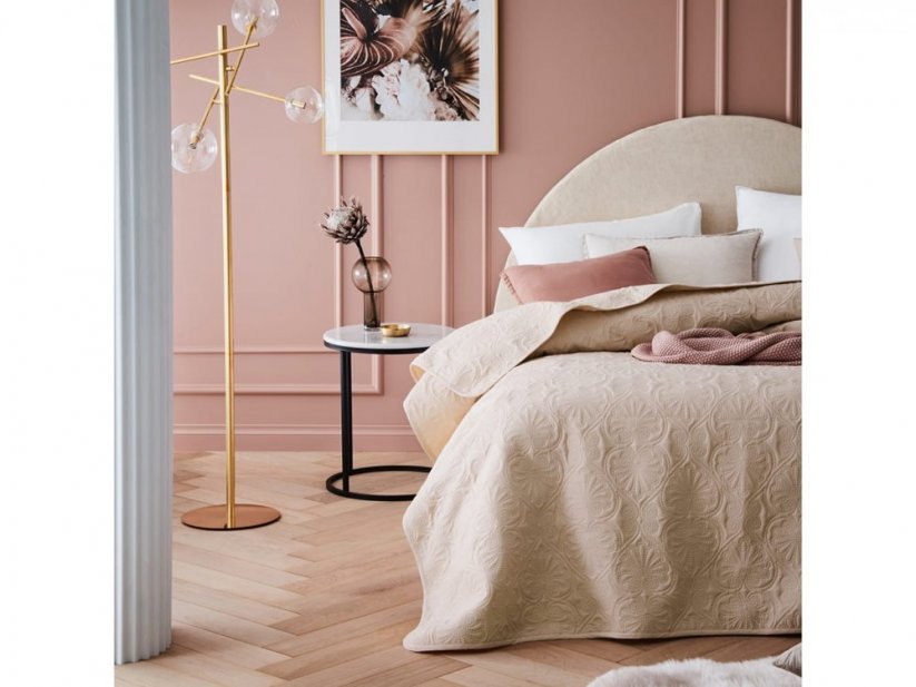 Stylový dekorační přehoz na postel béžové barvy 170 x 210 cm