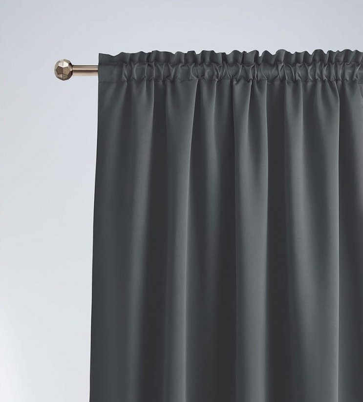 Temno siva zatemnitvena zavesa z nagubanim trakom 140 x 280 cm