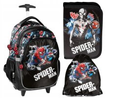3dílná školní sada SPIDER-MAN - batoh na kolečkách + penál + taška na přezůvky