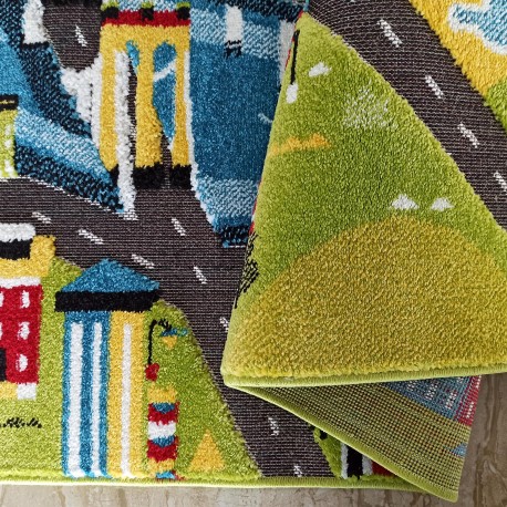Senzorický detský koberec s motívom mesta