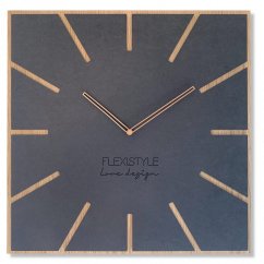 Stilvolle quadratische Uhr in Anthrazitfarbe in Kombination mit Naturfarbe