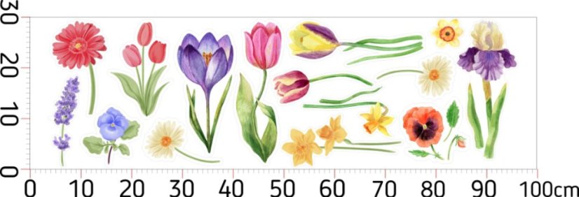 Kétoldalas ablakmatricák - színes virágok 