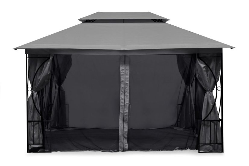 Záhradný stan 3 x 4 m s moskytiérou v sivej farbe