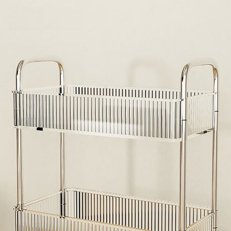 Ozka polica s 4 rešetkastimi policami in kolesci, 36 x 26 x 95 cm – prosojna