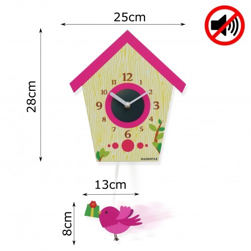 Ozdobné hodiny na stenu ružovej farby