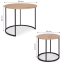 Set de 2 mese de cafea - mese rotunde cu decor din stejar