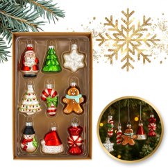 Sada 9 sklenených vianočných gulí – elegantné ozdoby na stromček