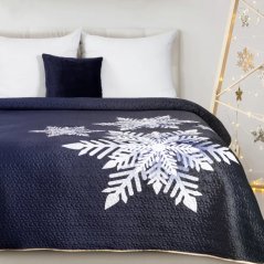 Коледна ватирана покривка за легло с принт на снежинки