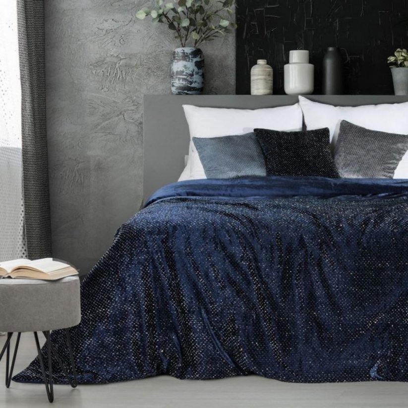 Cuvertură de pat sau canapea albastră de lux