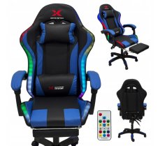 Sedia da gioco Xgaming LED con poggiapiedi - nero e blu