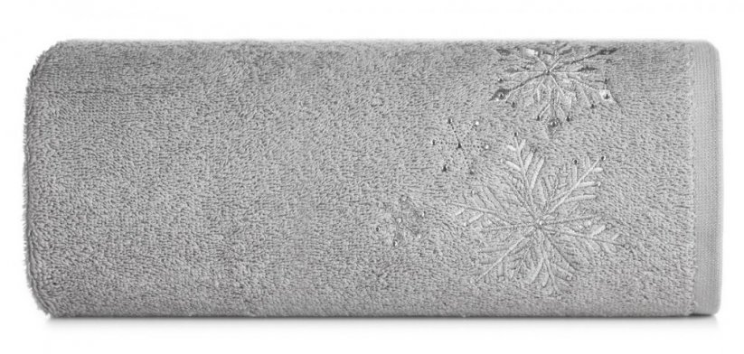 Bavlnený vianočný uterák sivý s jemnou striebornou výšivkou