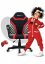 Красиво детско геймърско столче в червено-черен цвят с шахматен модел