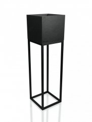 Černý vysoký minimalistický kovový květináč 22X22X80 cm
