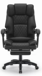 Sedia ergonomica da ufficio HC-1031 in ecopelle con poggiapiedi - nero