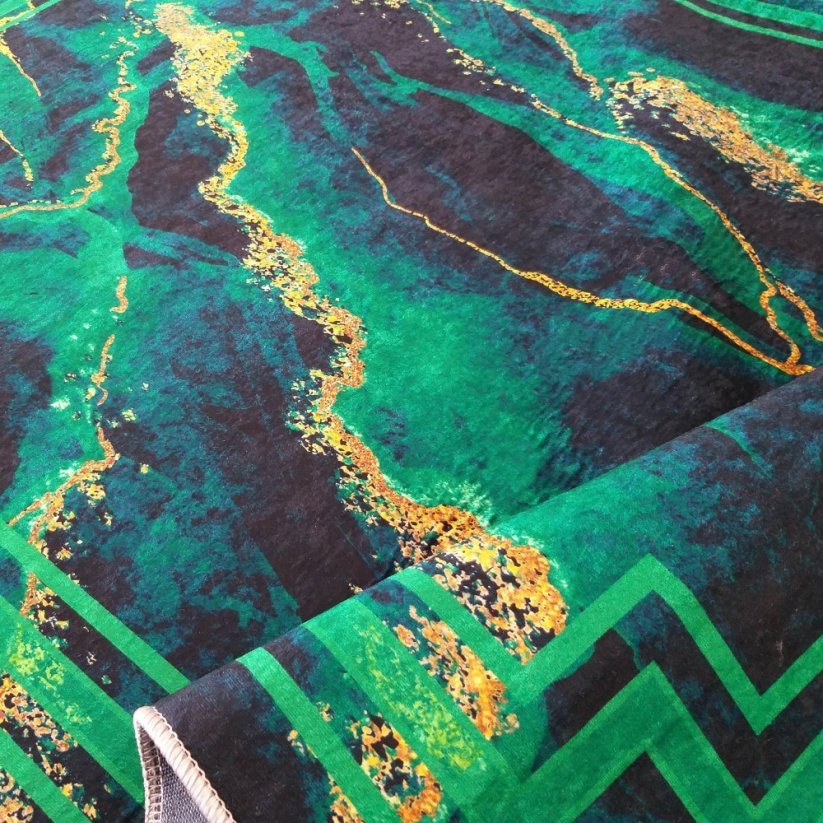 Protišmykový koberec zelenej farby so vzorom - Rozmer koberca: Šírka: 160 cm | Dĺžka: 220 cm