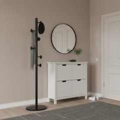 Stojanový vešiak REDA 174 cm – čierny kovový vešiak s mramorovou základňou