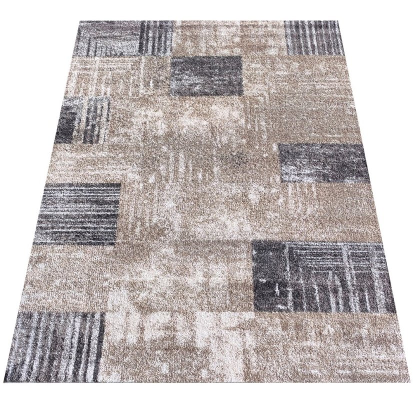 Moderný koberec Panamero - hnedý s geometrickým vzorom