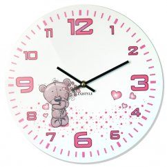 Stenska ura za dekleta v beli barvi z roza številčnico