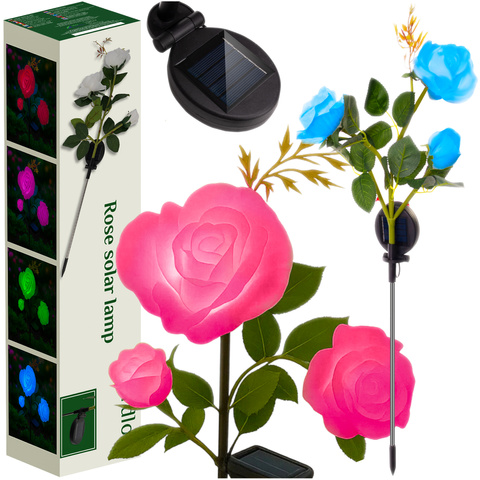 Lampada solare da giardino a LED a forma di rosa