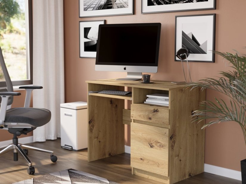 Birou de scris modern cu dulap 90x50 cm - diverse variante de culori - Culoare: Alb