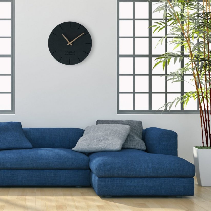 Elegantna okrogla antracitna ura na steni 30cm