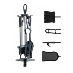 Set șemineu cu suport - 4 piese accesorii pentru șemineu și grătar