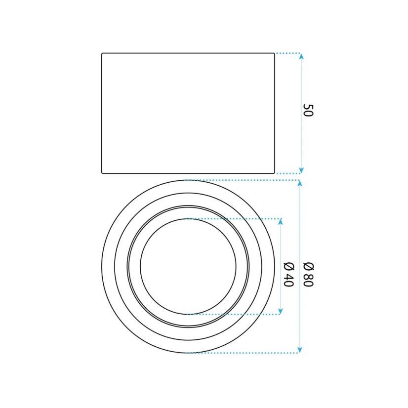 Stropna reflektorska svjetiljka s podesivim kutom snopa – 80 x 50 mm