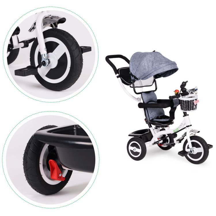 Триколка, детска количка сива ECOTOYS