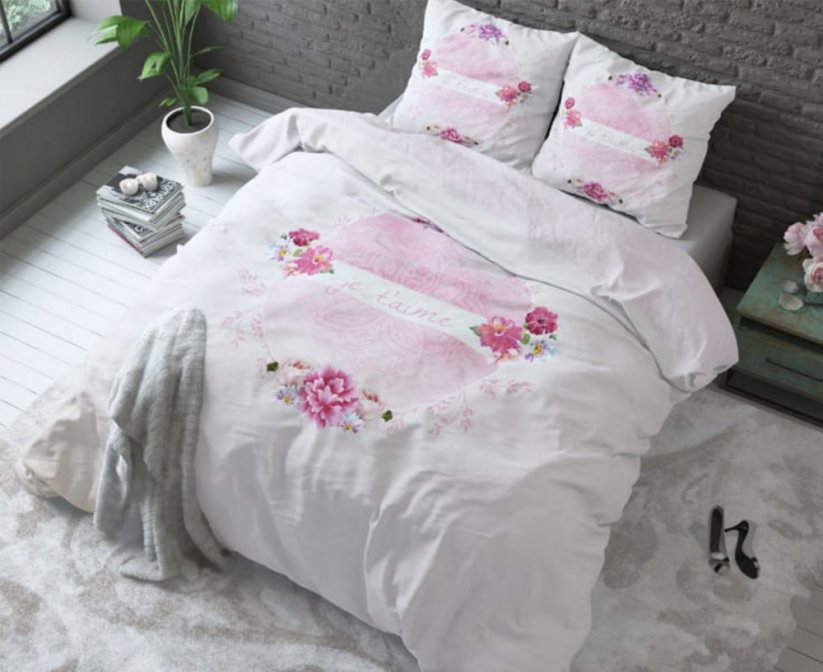 Biancheria da letto in cotone rosa JE&#39;TAIME 200 x 220 cm