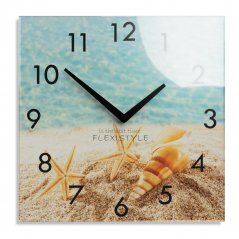 Ceas decorativ din sticlă de 30 cm cu motiv de plajă