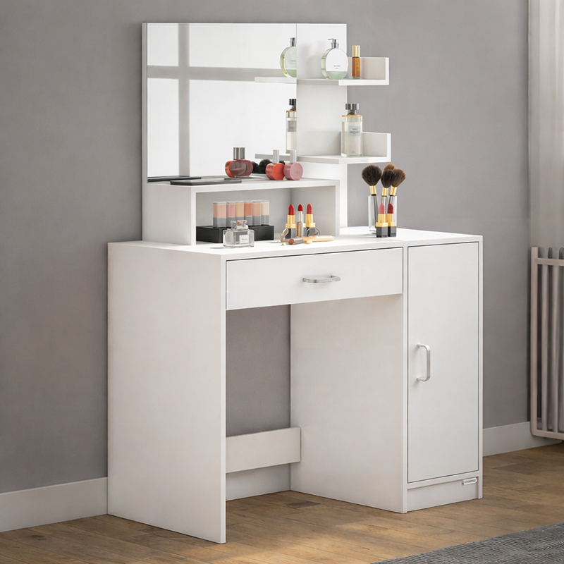 Toaletný stolík Jocelyn s LED osvetlením a stoličkou 140 × 90 × 40 cm