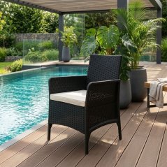 Poltrona da giardino con cuscino - poltrona in rattan per balcone e terrazza