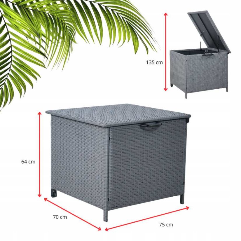 Šedý zahradní úložný box z technorattanu