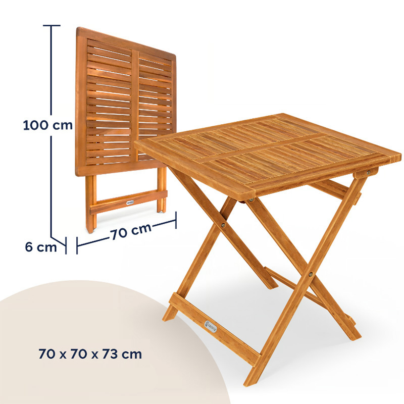 Klappbarer Gartentisch aus massivem Akazienholz - 70 x 70 cm